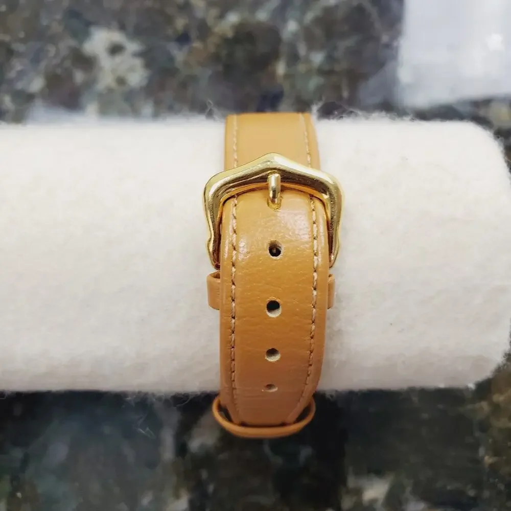 Jacques Farel Swiss Watch Zodiac Vintage 70s Women's Tan & Gold Tone New Battery